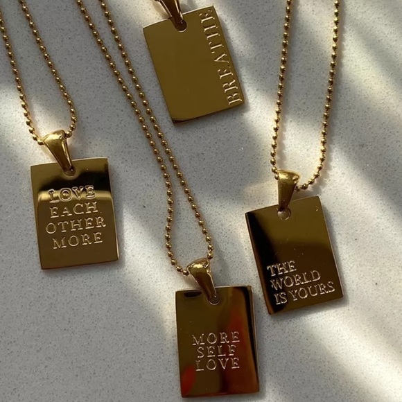 NEW 18K GOLD ENGRAVED LETTERS BEADS CHAIN NECKLACE, NICE NECKLACE, CUTE NECKLACE - Picture 2 of 7